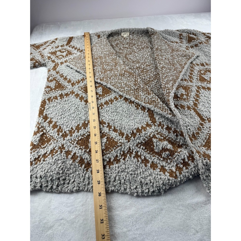 POL Aztec Geometric Oversized Chunky Knit Cardigan Women Small Brown Winter Cozy - Picture 9 of 11